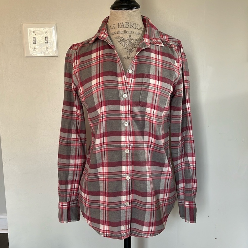 J.Crew Mercantile extra small classic plaid flannel shirt - Picture 2 of 6
